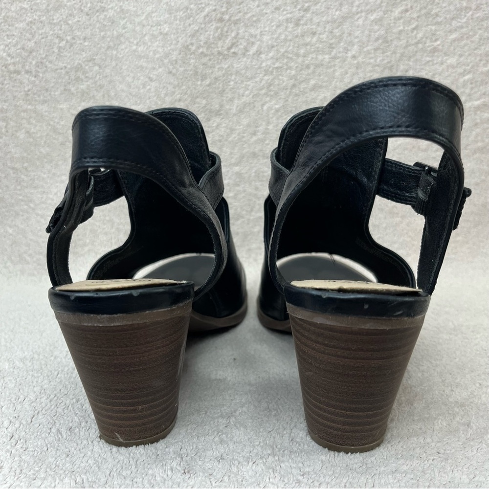 Frye & Co Gaia Slingback Heels Sandals Women’s 11 Black Faux Leather Casual Fall - Picture 7 of 11
